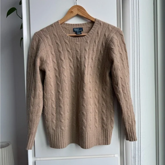 Ralph Lauren Women’s Beige Cable Knit Crewneck Sweater - Picture 1 of 3